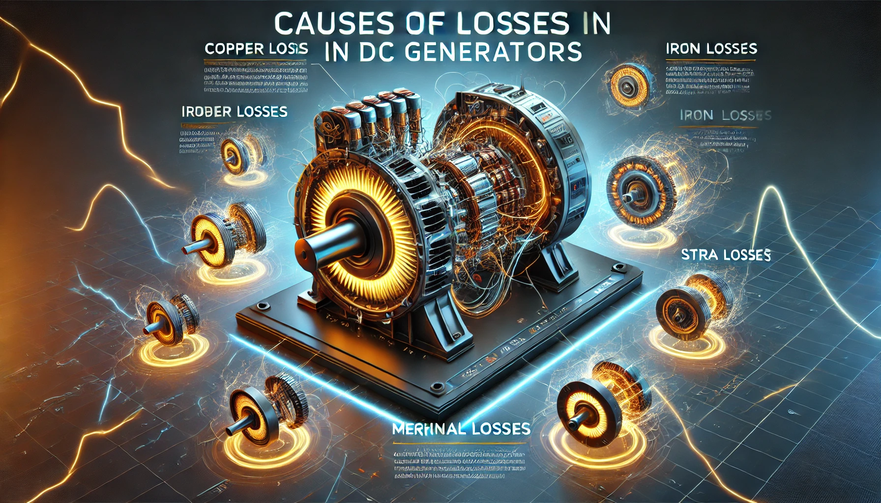 What are the causes of losses in DC generators?